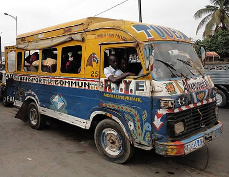 Photo: Senegalese in a hand painted van.